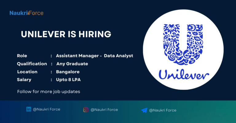 Unilever is hiring for Data Analyst 2024