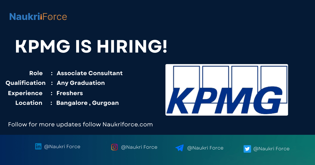 KPMG hiring for Associate Consultant 2024